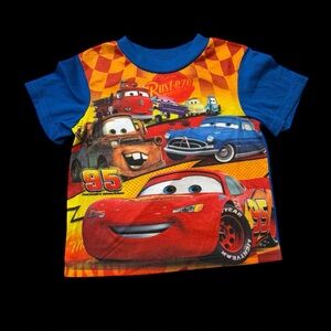Disney Cars Y2K Blue Red Lightning McQueen Mater Pajama Shirt Sz 5